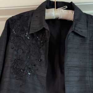 Chico's Black Beaded Embellished Jacket
